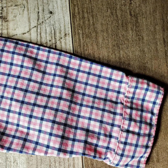 Carter's Baby Boy Size 9m Pink and Blue Plaid 100% Cotton Button Down Shirt - Picture 10 of 13